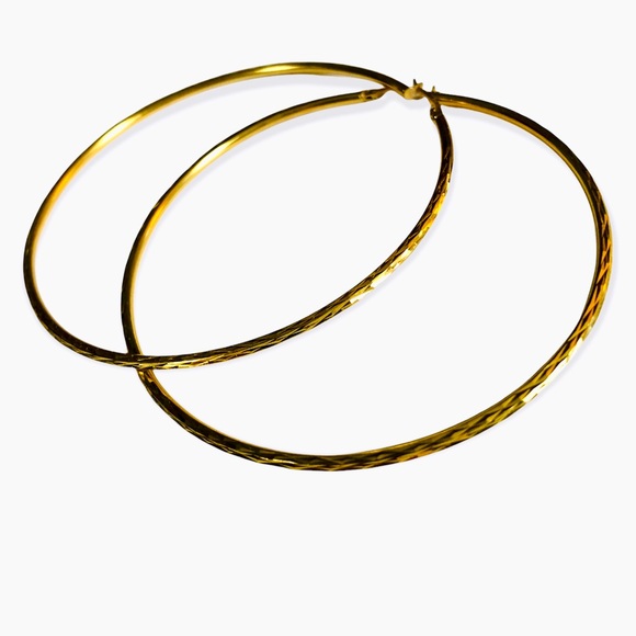 Gold Tone Large Hoop Earrings - Picture 1 of 2
